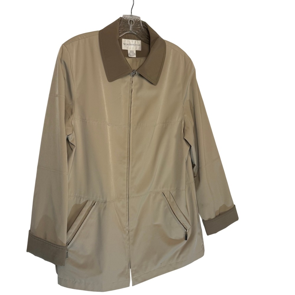 Worthington Tan Lightweight Full Zip Jacket Women's Medium